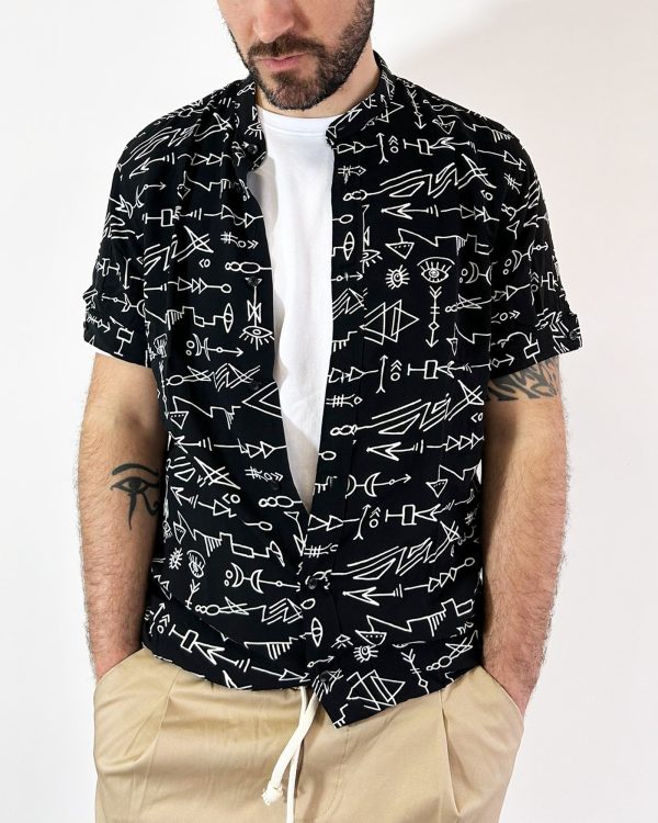 CAMICIA UOMO MEZZA MANICA FANTASIA COLLO ITALIANO