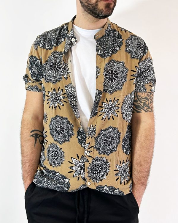 CAMICIA UOMO MEZZA MANICA COLLO COREANO FANTASIA
