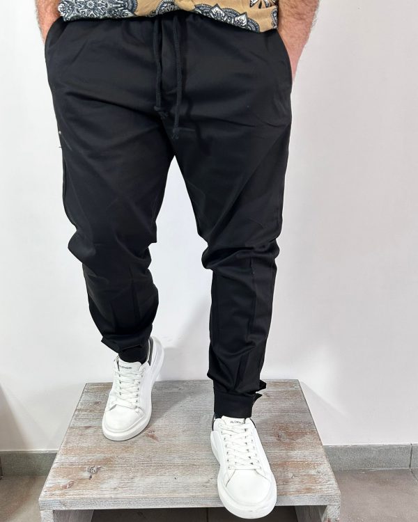 PANTALONE UOMO TINTA UNITA CON ELASTICO IN VITA