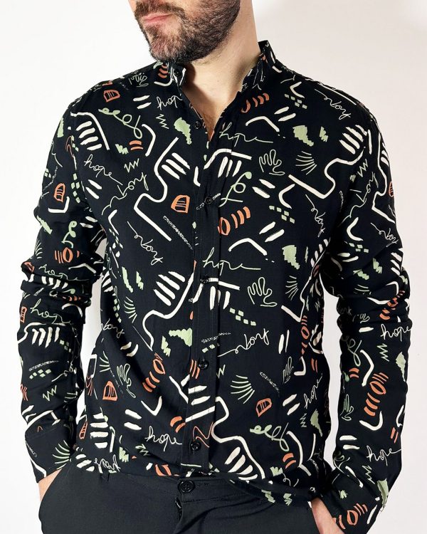 CAMICIA UOMO FANTASIA COLLO COREANO