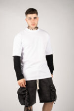 T-SHIRT UOMO CON MANICHE A CONTRASTO - CAMMELLO/NERO