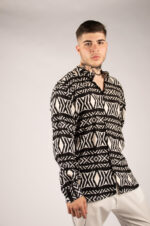 Camicia Uomo Viscosa - NERO/BEIGE
