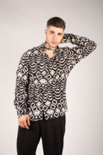 Camicia Uomo Viscosa - BIANCO/NERO