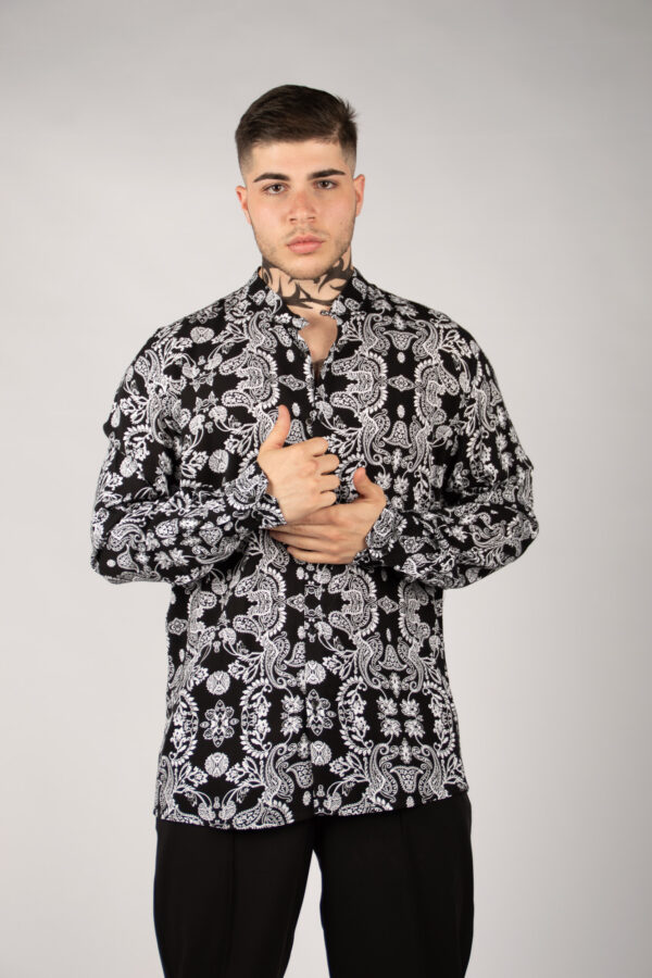 Camicia Uomo Viscosa - NERO/BIANCO