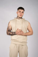 SMANICATO UOMO CON CAPPUCCIO - BEIGE
